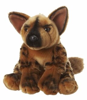 Pluche knuffeldier Hyena - 18 cm - bruin - Afrikaanse dieren knuffels