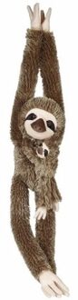 Pluche knuffeldier - luiaard met baby knuffel - 90 cm - klittenband handjes