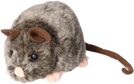 pluche knuffeldier muis - grijs/bruin - 12 cm - muizen knuffels