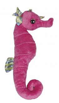 Pluche knuffeldier roze zeepaardje met glitters 35 cm - Knuffel zeedieren