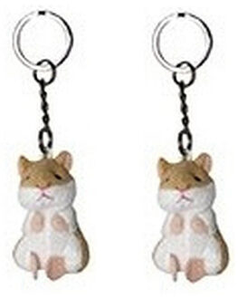 Pluche knuffeldier sleutelhanger - 6x stuks - hamster - 6 cm - dieren sleutelhangers