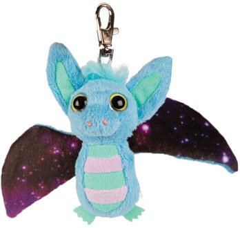 Pluche knuffeldier vleermuis - lichtblauw/paars - 9 cm - sleutelhanger