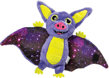 Pluche knuffeldier vleermuis - paars/geel - 17 cm - speelgoed