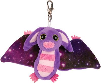 Pluche knuffeldier vleermuis - paars/roze - 9 cm - sleutelhanger