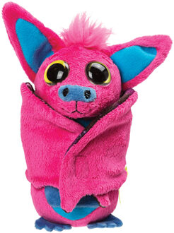 Pluche knuffeldier vleermuis - roze/blauw - 17 cm - speelgoed