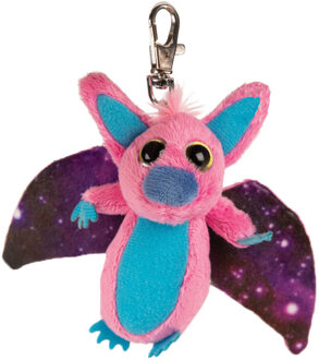 Pluche knuffeldier vleermuis - roze/paars - 9 cm - sleutelhanger