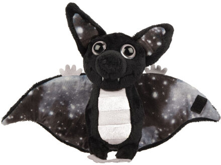 Pluche knuffeldier vleermuis - zwart/wit - 17 cm - speelgoed