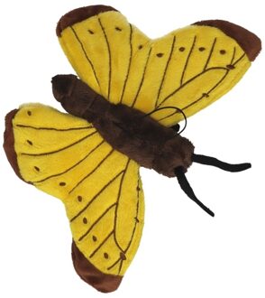 Pluche knuffeldier Vlinder - geel - 21 cm - insecten knuffels - op te hangen aan lus
