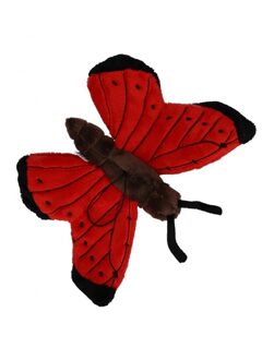 Pluche knuffeldier Vlinder - rood - 21 cm - insecten knuffels - op te hangen aan lus