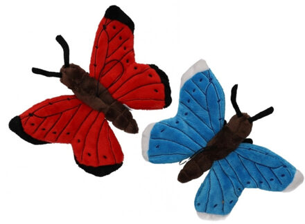 Pluche knuffeldier Vlinders - 2x stuks - 21 cm - insecten knuffels - op te hangen aan lus