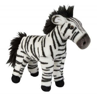 Pluche knuffeldier - zebra - zwart/wit - 28 cm - zebra knuffeldier