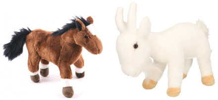 Pluche knuffels set - Geit en Paard - 20 cm - Zachte kinder knuffels - boerderijdieren