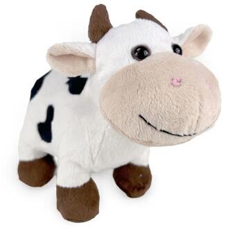 Pluche koe 23cm met kraalogen wit