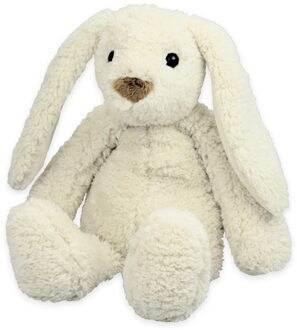 pluche konijn/haas knuffeldier - wit - zittend - 22 cm