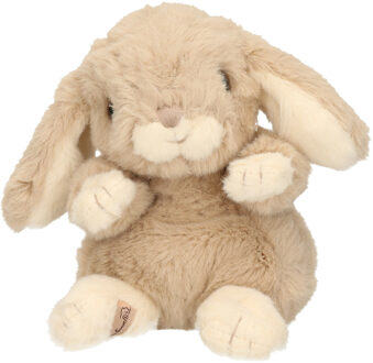 pluche konijn knuffeldier - beige - zittend - 15 cm - Knuffel huisdieren