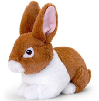 pluche Konijn - knuffeldier - bruin - zittend - 18 cm