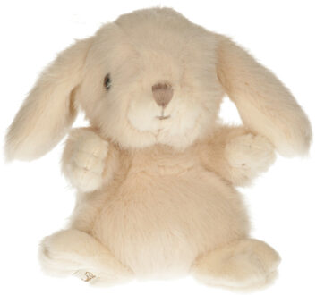 pluche konijn knuffeldier - creme wit - zittend - 15 cm - luxe knuffels