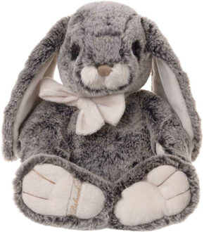pluche konijn knuffeldier - donkergrijs - zittend - 35 cm - luxe knuffels