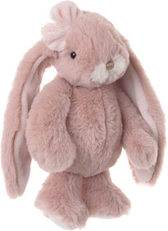 pluche konijn knuffeldier - oud roze - staand - 22 cm - luxe knuffels