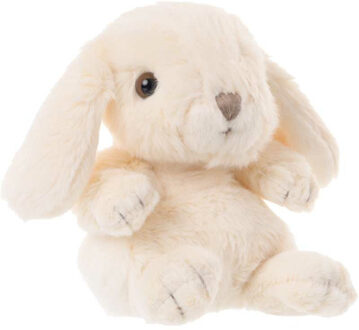 pluche konijn knuffeldier - wit - zittend - 15 cm - luxe knuffels