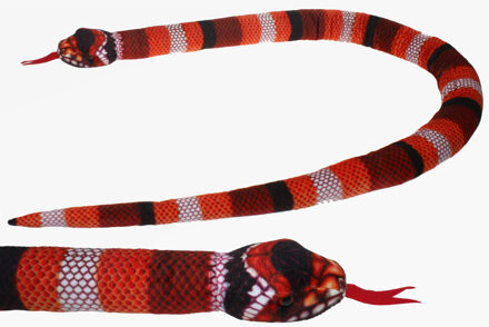Pluche Koraal slang knuffeldier - rood - 150 cm - met kraalogen