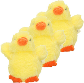 Pluche kuiken of kleine kippen knuffeldier - 6x stuks - geel - 12 cm - Pasen thema - Kuikens / kippe