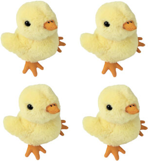 Pluche kuikentje - 4x - knuffel kuikentje - geel - 15 cm - boerderij knuffel