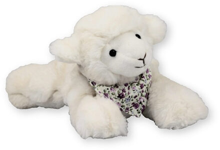 pluche lammetje/schaap knuffeldier - wit - liggend - 22 cm