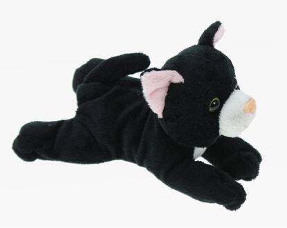 Pluche Lapjes kat / poes - zwart/wit - 17 cm - knuffel dieren - katten knuffels Multi
