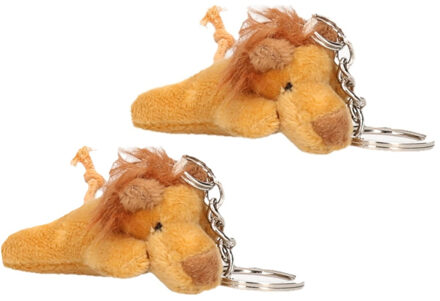 Pluche Leeuw knuffel sleutelhanger - 2x - 6 cm - Speelgoed dieren sleutelhangers