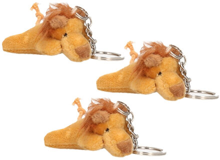 Pluche Leeuw knuffel sleutelhanger - 6x - 6 cm - Speelgoed dieren sleutelhangers