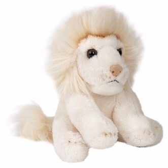 Pluche Leeuw - wit - knuffeldier - 15 cm - zittend - knuffel Multi