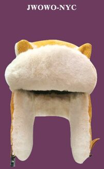 Pluche Lei Feng Hoed Vrouwelijke Winter Koreaanse Leuke Kat Oor Kinderen Oor Cap Fietsen Warme Ouder Kind Windjack geel / S