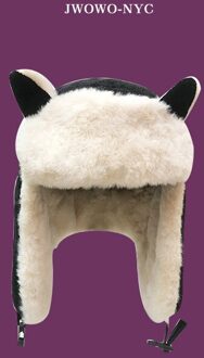 Pluche Lei Feng Hoed Vrouwelijke Winter Koreaanse Leuke Kat Oor Kinderen Oor Cap Fietsen Warme Ouder Kind Windjack zwart / XS