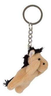 Pluche lichtbruin paarden knuffel sleutelhanger 6 cm - dieren - Knuffel sleutelhangers