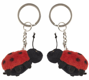 Pluche Lieveheersbeestje - 2x - knuffel sleutelhanger - 6 cm - dieren