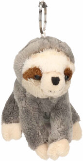 Pluche luiaard - knuffel sleutelhanger - dieren knuffels - 10 cm Beige