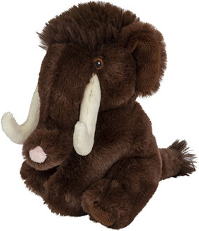 Pluche mammoet knuffel - 16 cm - bruin - prehistorisch - knuffeldier - voor kinderen - ijstijd