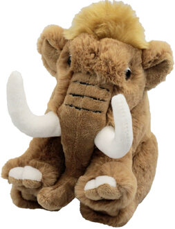 pluche mammoet knuffeldier - bruin - zittend - 18 cm