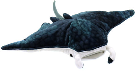 pluche Manta rog knuffeldier - grijs/wit - zwemmend - 42 cm