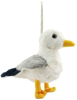 Pluche meeuw met geluid 24cm wit