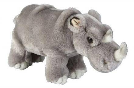 Pluche neushoorn knuffeldier - 28 cm - grijs - Wilde dieren knuffels - Knuffeldier