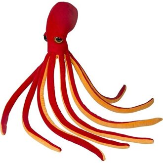 Pluche octopus/inktvis knuffel - 100 cm - rood - Knuffel zeedieren