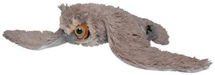 Pluche Oehoe uil - zachte pluche stof - knuffel vogel - vliegend - 40 cm Grijs
