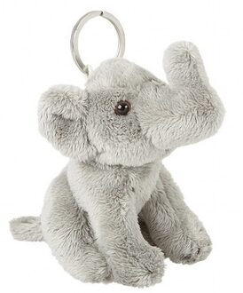 Pluche olifanten knuffel sleutelhanger - grijs - 10 cm - Knuffel sleutelhangers