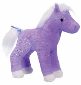 Pluche paard paars met glitters 18 cm - Knuffel boederijdieren Wit