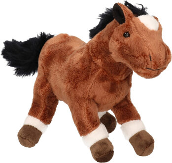 Pluche paardje bruin 24 cm - Knuffel boederijdieren