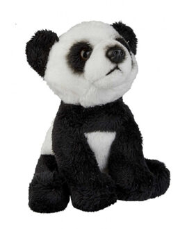 Pluche panda beer - zwart/wit - dierentuin knuffel - 15 cm - knuffel beer