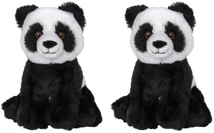 Pluche Pandabeer - 2x - knuffelbeer - 16 cm - beren knuffels - speelgoed