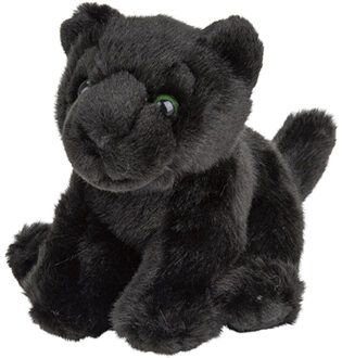 pluche panter - zwart - 15 cm - knuffeldier - panter knuffels